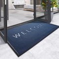 Paillasson Welcome bleu marine moderne avec bordure antidérapante pour entrée - 60*90cm / Bleu Romain
