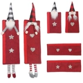 Weihnachts-Kühlschrankgriffschutz aus Sackleinen mit Wichteln in Rot und Schwarz kariert - Waldgnom Kühlschrankgriff 6-teiliges Set (J-JY07)