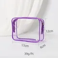 Purple semi-transparent PVC toiletry bag measuring 17x12x6cm with zipper and 39g weight - 17*6*12cm / Purple