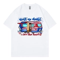 Weißes Unisex T-Shirt mit Vintage-Wohnmobil-US-Flaggen-Print und Zitat - XS / Weiß