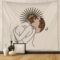 Detailweergave van een beige minimalistisch wandkleed met aardekunst in een gezellig decor - 73*95CM (Geborsteld)