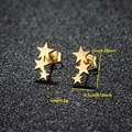 Minimalist gold stainless steel star stud earrings featuring a triple stacked star design - 005 Gold Stars