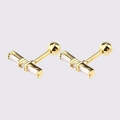 Minimalist gold-plated T-shaped heart stud earrings with sparkling zircon stones - Gold Large T-Bar