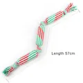 Red, green and white braided cotton rope dog chew toy with three knots, length 57cm - TB30115-3-Node (Christmas 57cm) / 57cm