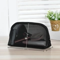 Portable semi-circle black mesh makeup bag with zipper closure and 19x11cm dimensions - Model 027 Semi-Circle Bag