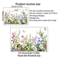 Waterproof floral butterfly toilet sticker showing product dimensions and finish size - Colorful Wildflower Illustration (MS8470-NH)