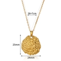 Collar de acero inoxidable chapado en oro 18k con colgante redondo textura lava - Moneda Redonda Textura Lava