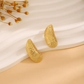 Golden irregular crescent stud earrings with organic texture and wavy surface design - E6204-24-Irregular Crescent