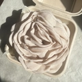 Elegant beige rose fabric hair claw clip shown in a minimalist eco-friendly gift box - 12cm / Deep Beige
