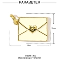 Detailed view of enamel heart envelope pendant with 18x10mm size and 1.6g weight info - Creamy White Envelope (YE958-1)