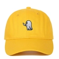 Détail de la broderie fantôme avec couteau sur casquette de baseball jaune - Réglable / Jaune