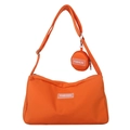 Vibrant orange nylon crossbody bag with a round coin purse charm and fashion logo - No Pendant / Orange