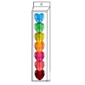Heart-shaped stackable rainbow highlighter pens set in a transparent hanging case - PVC Case / Transparent Heart