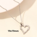 Silver-tone hammered hollow heart pendant necklace measuring 19x19mm with fine O-chain - Hammered Heart / 19x19mm / Silver