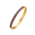 Titanium steel bracelet in gold finish featuring elegant purple rectangular zirconia stones - Wide Version / Gold + Purple