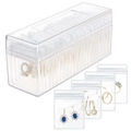 Acrylic jewelry storage box with anti-oxidation PVC zip bags for necklaces and earrings - Storage Box + 20 Clear PVC Bags