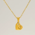 Collana con ciondolo a cuore dorato lettera G e cristallo in acciaio placcato oro 18K - Lettera G