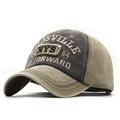 Vintage washed cotton baseball cap with NYS embroidery in dark grey and khaki green - 56-61CM Adjustable / Khaki