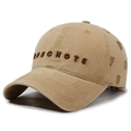 Vintage khaki washed cotton baseball cap with 3D letter embroidery for outdoors - Adjustable / Deep Beige Khaki Embroidery