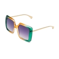Oversized square sunglasses with green-amber gradient frames and purple tinted lenses - Large Square Frame / Green Yellow Frame Gradient Grey