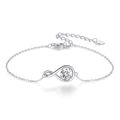 925 silver bracelet featuring an infinity symbol set with a round clear gemstone - Platinum Plated White CZ Infinity Bracelet 1.97g