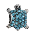 Sky blue sea turtle charm bead in antique silver finish for DIY jewelry necklaces - Pave Aqua Blue Sea Turtle Shape Style (14)