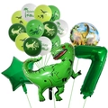 Kit de ballons dinosaure avec chiffre 7 et thème roar pour anniversaire de garçon - Chiffre 7 / Vert