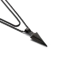 Streetwear black stainless steel arrow necklace with double-layered chain for men - Black (KN202666-Z)