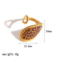 Detail view of leopard print teardrop ear clip with 20.8mm x 24mm dimensions - Rectangular Leopard Inlay Style (TR4535)