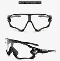 Sport cycling sunglasses featuring a black frame and clear lens for outdoor activities - Black Frame Clear Lenses
