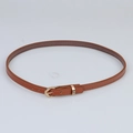 Handmade brown leather braided belt for hats and clothing with a gold metal buckle - 56-58cm / Brown Leather Slim Belt with Gold Metal Pin Buckle (AB10)