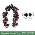 Halloween black maple leaf garland with orange sunflowers and golden pumpkins, 170cm - B030 Maple Leaf & Pumpkin Garland