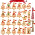 Detailed grid layout of 100 Christmas kraft gift tags with 25 festive patterns and twine - MC8-51 Style / 100 Pieces/Pack