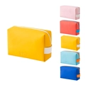 Waterdichte PU-leren cosmetische tassen in vijf pastelkleuren met LOVE-reliëfontwerp - Achthoekige Tas / Klein / Geel