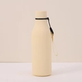 Matte cream stainless steel cola bottle with portable silicone carrying loop - Rubber Paint Vanilla Yellow with Strap