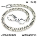 Punk silver Cuban waist chain with skull relief carving and 500mm tank link design - Style D Curb Chain (KK074-Z)