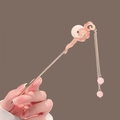 Bacchetta per capelli dorata con nuvola rosa e nappa per acconciatura tradizionale - Bottone Pingan Xiangyun-Rosa