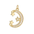 Chic gold crescent moon and stars pendant necklace with white zircon accents - 19-Star and Moon Charm