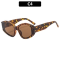Unregelmäßige Sonnenbrille in Schildpatt-Optik mit braunen Gläsern und Katzenaugen-Rahmen - C4-Schildpatt Rahmen Tee Linse