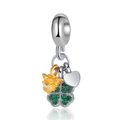 Silver heart and green clover charm with a gold seashell for DIY beaded bracelets - Style 22-Multi-element Combination Pendant