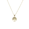 Close-up of a 18K gold-plated Tree of Life pendant with micro-set colorful zircons - Life Tree Style 4