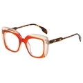 Schicke quadratische Brille mit orangefarbenem Innenrahmen und Bügeln in Schildpattoptik - C12 Orange Rot Gespleißt Transparent Schildpatt Bügel