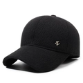 Gorra de béisbol de invierno para hombre en lana negra con orejeras y detalle de logo - Talla Única(Ajustable) / Negro