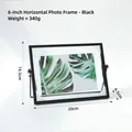 Modern black 6-inch horizontal metal photo frame with glass and sturdy iron stand - 6-inch Horizontal Black