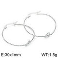 Silver twisted knot hoop earrings 30mm diameter stylish minimalist jewelry for women - Steel Color 30mm (KE95006-KFC)