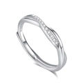 S925 sterling silver twisted open ring featuring pavé cubic zirconia accents in silver - Adjustable Open / Women's Style (FDJZ-155-Women's)