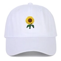 Berretto da baseball in cotone bianco con ricamo girasole per esterno e sole - Bianco