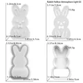 Detailed size chart for rabbit silicone molds showing dimensions for 3D epoxy resin crafts - Rabbit Hollow Lamp Style 03 Set