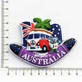 Australian souvenir fridge magnet featuring resin koala, boomerang, and surf bus - Boomerang Camper