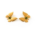 Golden dragonfly earrings in stainless steel with green natural stones on white background - Green Agate